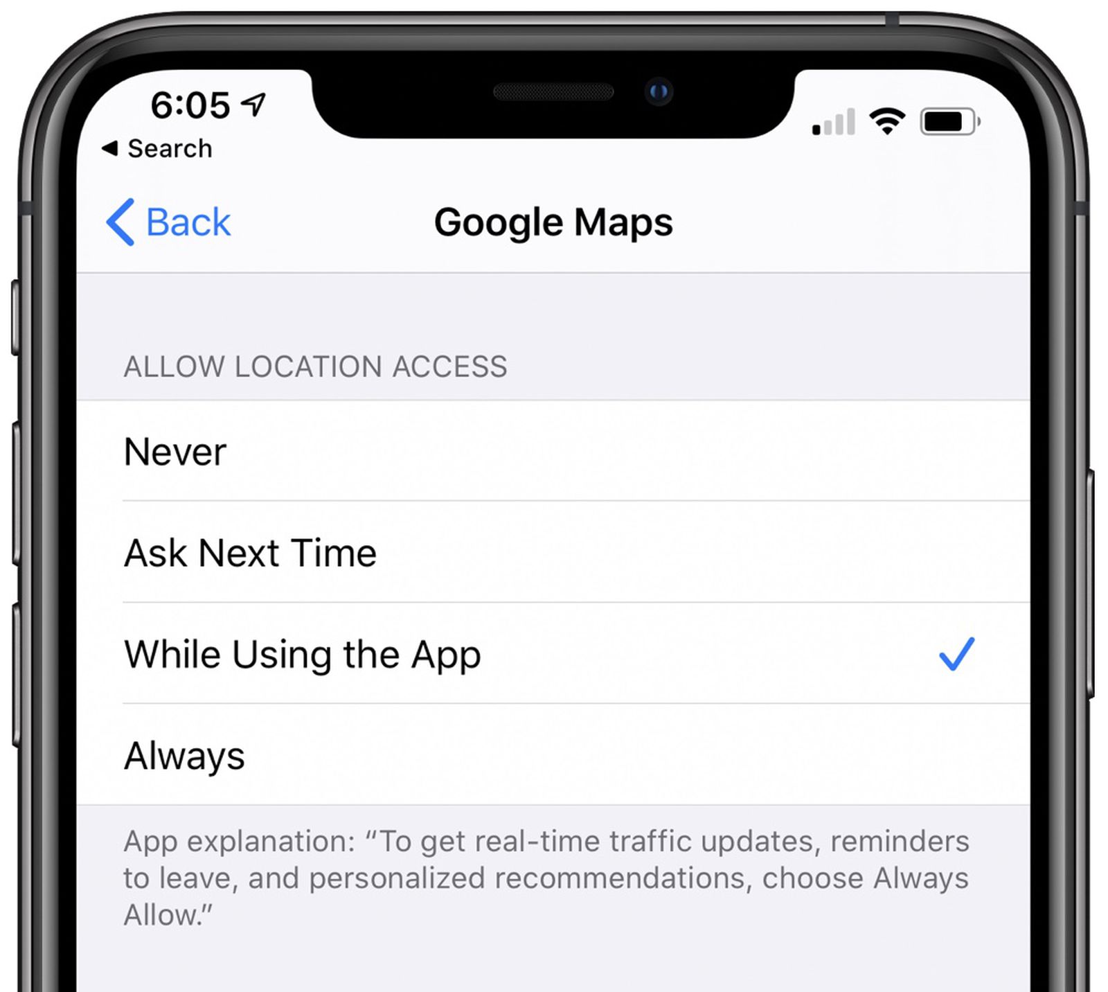 Google maps inställningar i iOS